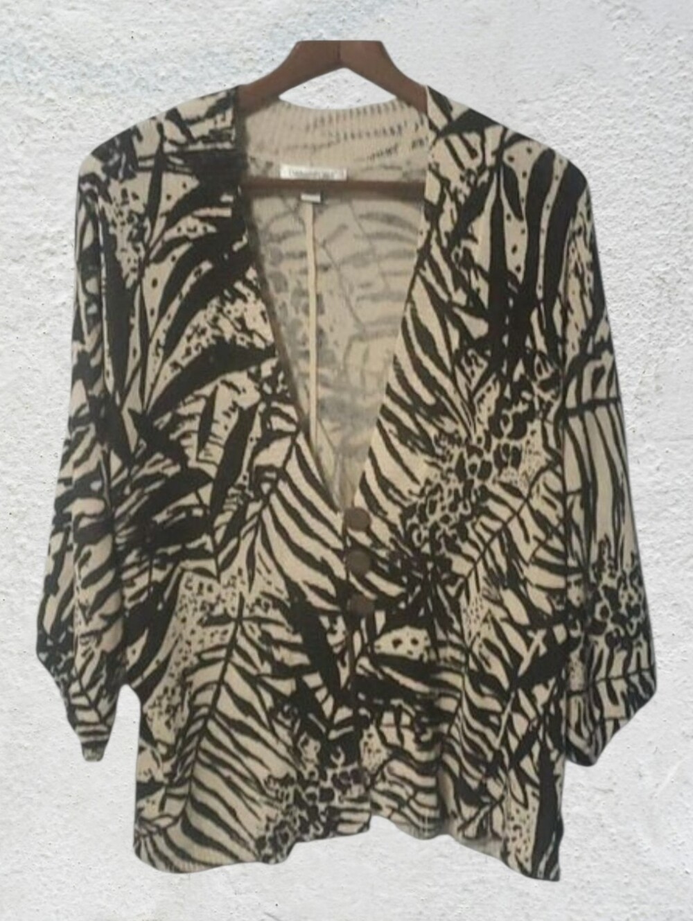 Coldwater Creek sweater women’s size‎ xl mid-length sleeve cream background Leaf